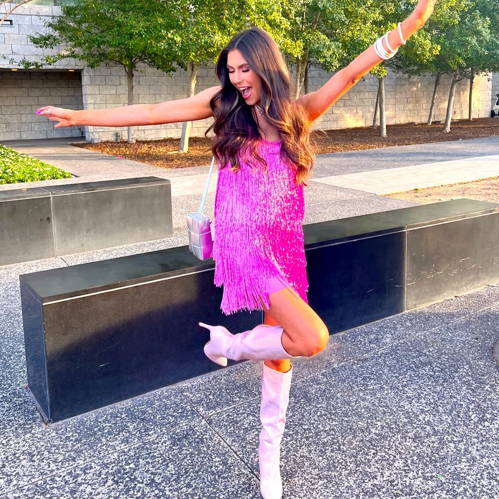 Pink Beaded Fringe Dress